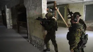 Estonian Army In Action During Heavy Intense Combat Training Live Fire Exercise Military Drills