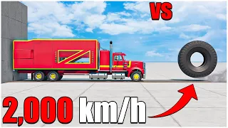 Beamng Drive | Angry Tire VS T-Series With Dummy ( 2.000 km/h ) | #cars crash test | car torture