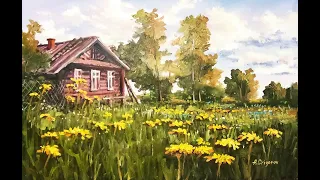 🔝 ХуДоЖнИкИ | Бабушкин домик | Одуванчики | Деревенский пейзаж | Александр Григорьев