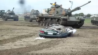 M-60 tank crushes Mazda