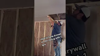 Technique for hanging drywall on the Ceiling by yourself! #realestate #realestateinvesting