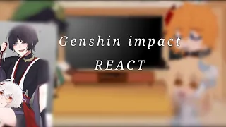 Genshin impact react to Scaramouche - || Kazuscara || lil bit of chiscara || -Credits in desc