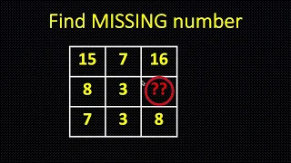 Find Missing Number in 3x3 grid | Math Puzzle | As a half-millionaire