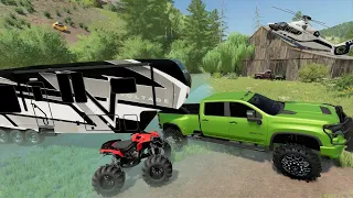 Campers find abandoned airport after HUGE storm floods area | Farming Simulator 22