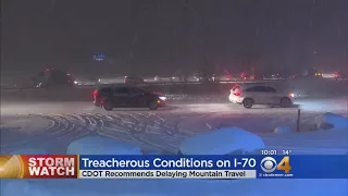 Snow & Bitter Cold Creates Traffic Nightmare On I-70