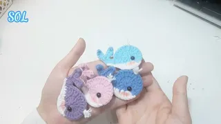 [ For Beginner] Mini whale 🐳hair clips crochet tutorial - Hướng dẫn móc kẹp tóc cá voi con - 小鲸鱼钩织教程