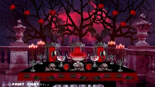 VAMPIRE'S DINNER AMBIENCE★BLOODY MOON, VAMPIRE CASTLE, BATS, APPLE, RASPBERRY BLOOD MARTINI🥀🍷🦇🍎