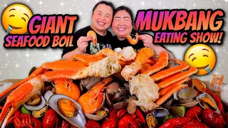 Giant King Crab Seafood Boil + Giant Shrimp + Snow Crab + Crawfish Mukbang 먹방 Eating Show!