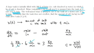 Mixing Problem Differential Equation (Application)