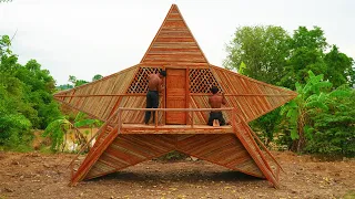 Building Most Beautiful Bamboo Star Resort House By Hand Tools