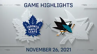 NHL Highlights | Maple Leafs vs. Sharks - Nov. 26, 2021