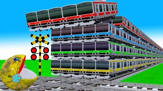 【踏切アニメ】あぶない電車 TRAIN Vs PACMAN 🚦 踏切 Fumikiri 3D Railroad Crossing Animation #1