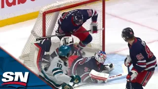 Jets' Mark Scheifele Keeps Sharks Scoreless With Desperation Shin Pad Save