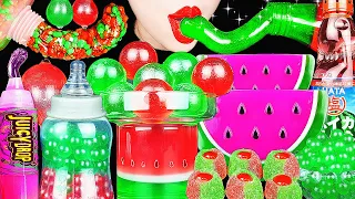 ASMR WATERMELON DESSERTS *CANDY HONEY JELLY, BABY BOTTLE BOBA TEA EATING DRINKING SOUNDS 신기한 물 먹방