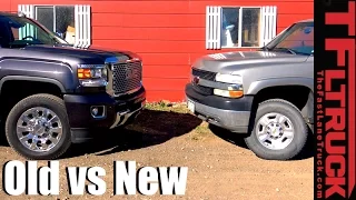 2016 GMC Sierra Denali HD vs 2002 Chevy Silverado 2500 HD Mashup Review - Old vs New Ep.1