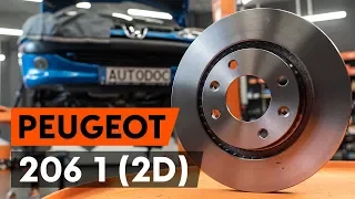 How to change front brake discs / front brake rotors on PEUGEOT 206 1 (2D) [TUTORIAL AUTODOC]