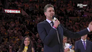 Pau Gasol thanks Vanessa, Kobe Bryant during jersey retirement ceremony | NBA on ESPN