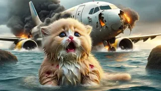 Plane crash -  What is Fate of Cat family!😿😭 | Cute cats, ai cat, funny cat stories