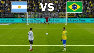Argentina vs Brazil - Final Copa America 2024 USA - Penalty Shootout | Messi vs Neymar -PES Gameplay