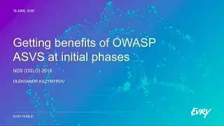 Getting benefits of OWASP ASVS at initial phases - Oleksandr Kazymyrov