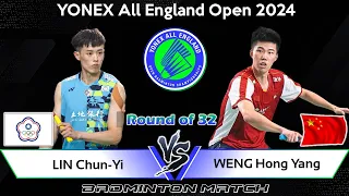 LIN Chun-Yi (TPE) vs WENG Hong Yang (CHN) | All England Open 2024 Badminton