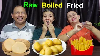 Raw Vs Boiled Vs Fried Food Challenge ।। Food Challenge