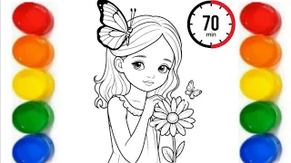 70 Minutes Long Video for kids Easy Drawing Colouring Painting video Unique ideas for kids drawing