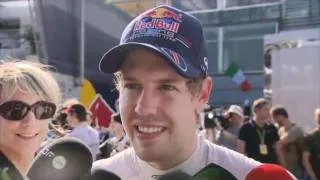 F1 2011 Italy - Sebastian Vettel Interview + Overtake