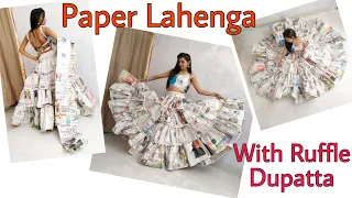 how to make Paper Lahenga | paper Dress |avantgarde #paperdress | DIY paper dress