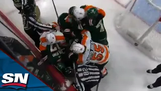 Chaos Continues Between Flyers And Wild As Travis Konecny's Hit Sparks Scrum