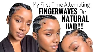 My First Time Attempting  FINGERWAVES on my SHORT NATURAL HAIR!!