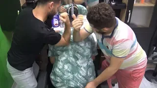 ASMR turkish barber = HARD MASSAGE  = EAR BURN=NECK CRACK= head , arm , back , ear , face massage