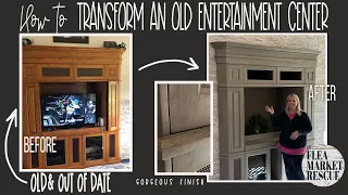 ENTERTAINMENT CENTER FURNITURE MAKEOVER-PAINTED FURNITURE BEFORE AND AFTER