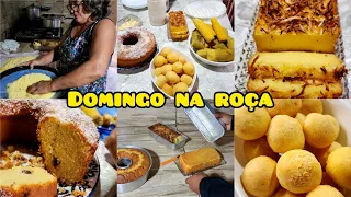 domingão na roça//aniversário de mãe//café da manhã especial//almoço e janta