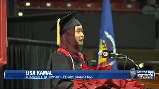 Malaysian student share story at UW-Madison Winter Commencement