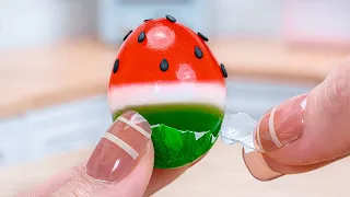 Watermelon Jello Making 🍉Yummy Miniature Watermelon Jelly Egg 🍰Tiny Baking Idea