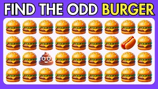 Find the ODD One Out - Junk Food Edition 🌮🍕🍔 Easy, Medium, Hard - 30 Levels Emoji Quiz