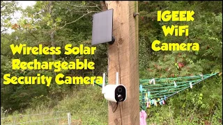 IGEEK Wireless Outdoor Security Camera, WiFi Solar Rechargeable Solar