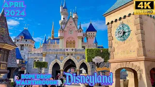 Disneyland Walkthrough April 2024- Rope Drop Disneyland Walking Tour in 4K