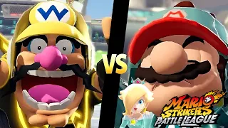 Mario Strikers Battle League Team Wario vs Team Mario in Urban Rooftop