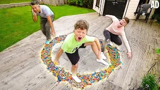 Last To Stop WALKING on LEGO Circle Wins $10,000 Challenge!! w/Adam B