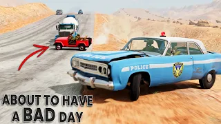 BeamNG Drive - Cars vs Angry Police Car #3 (RoadRage)