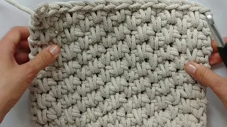 Wzór na prostokątny dywan lub poduszki ze sznurka bawełnianego na szydełku