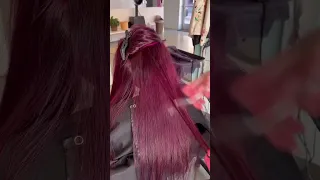 Wine red hair color no bleach. || the hair looks #shorts