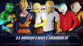 WWE 2K18 Wtf Spongebob vs Homer Simpson vs Goku vs Eric Cartman vs Leonardo vs Stewie Griffin