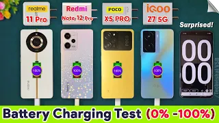 Realme 11 Pro vs Redmi Note 12 Pro vs POCO X5 Pro Battery Charging Test (0-100%) | 67W कोनसा Faster