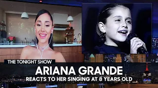 Ariana Grande Reacts to Footage from Her First Singing Gig at 8 Years Old | The Tonight Show