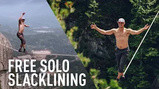 How Free Solo Slacklining is Filmed (Untethered World Record)