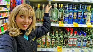 RUSSIA, Typical Mini Supermarket, PRICES, RUSSIAN FOOD, SPIRITS