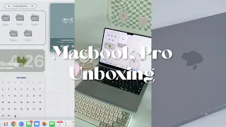 macbook pro M2 unboxing, accessories, & customization 🍏🫧